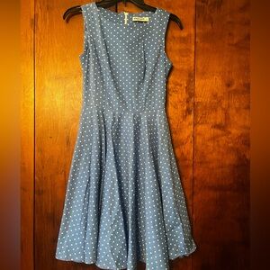Grace Karin A-Line Blue and White Polka Dot Dress
